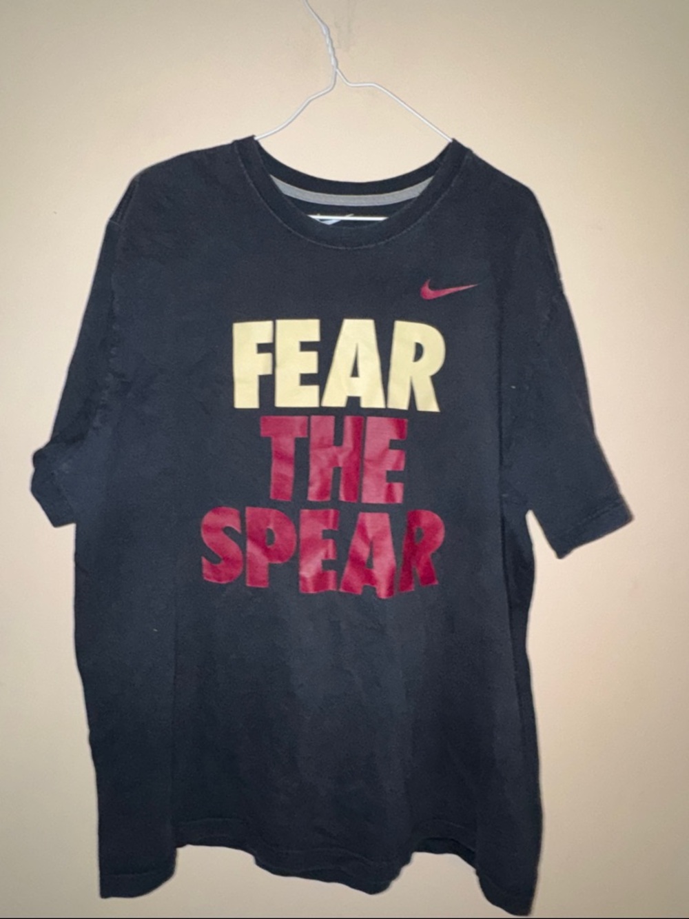 Nike Black FSU  'Fear The Spear' Graphic Tee with Red and Yellow Print 2XL